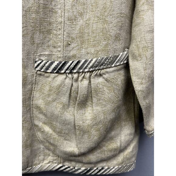 Alexis Avery Linen Blend Jacket Blazer Womens medium Floral Light Weight Beige - Picture 6 of 6